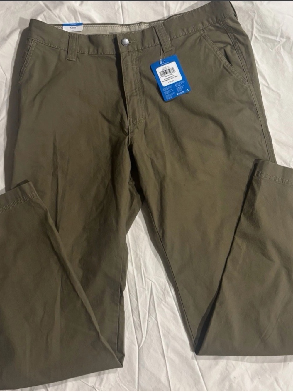 Columbia Mens Flex ROC Pants 35x34 NWT Khaki Green Chino Stretch Hiking Outdoor